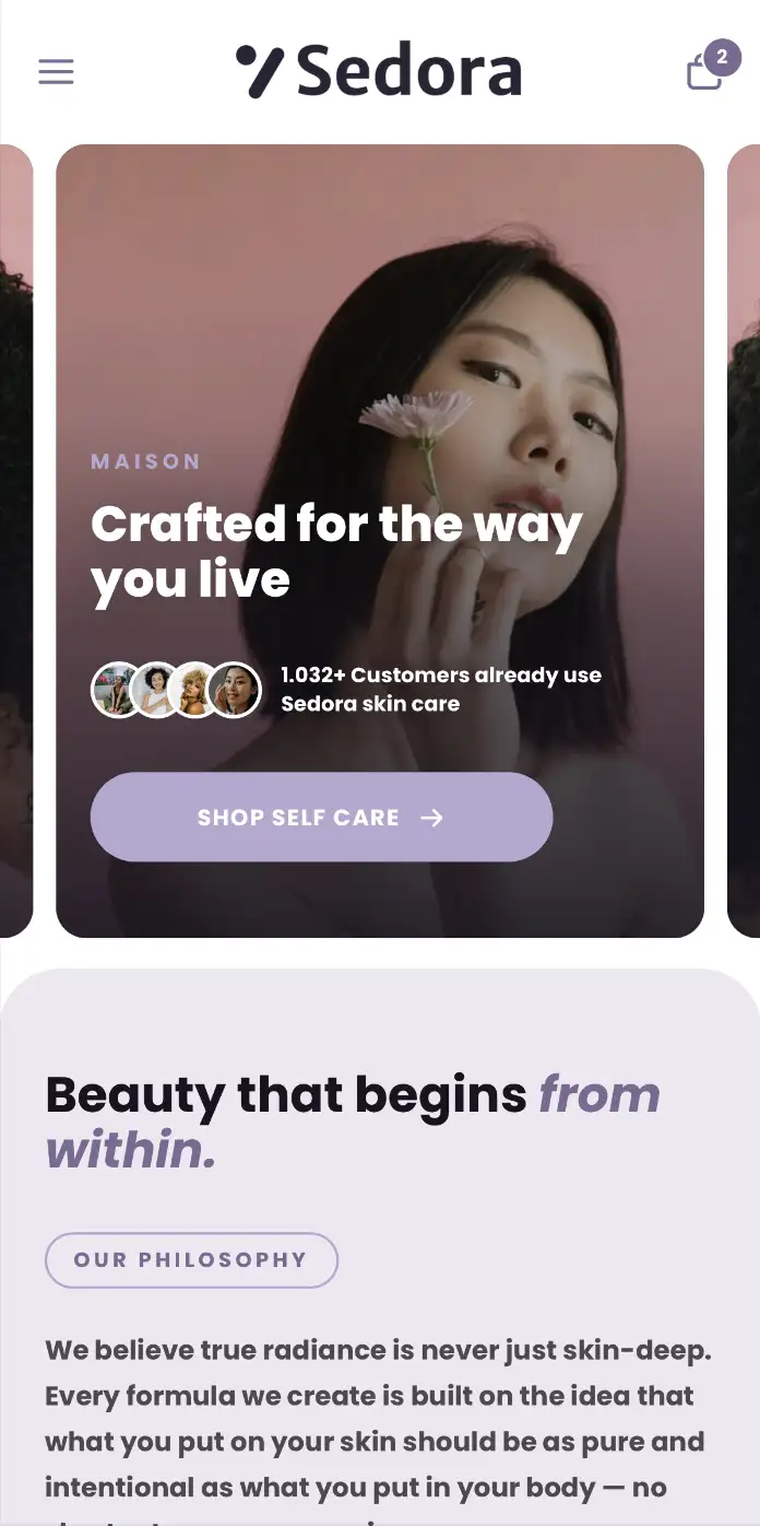 Sedora – Shopify Theme Mobile View